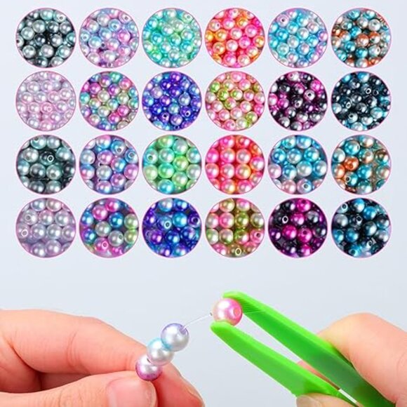 Bracelet Beads Kit - 1020 Pcs Gradient Colorful Round Beads(6mm+8mm) for Bracel - Picture 5 of 6